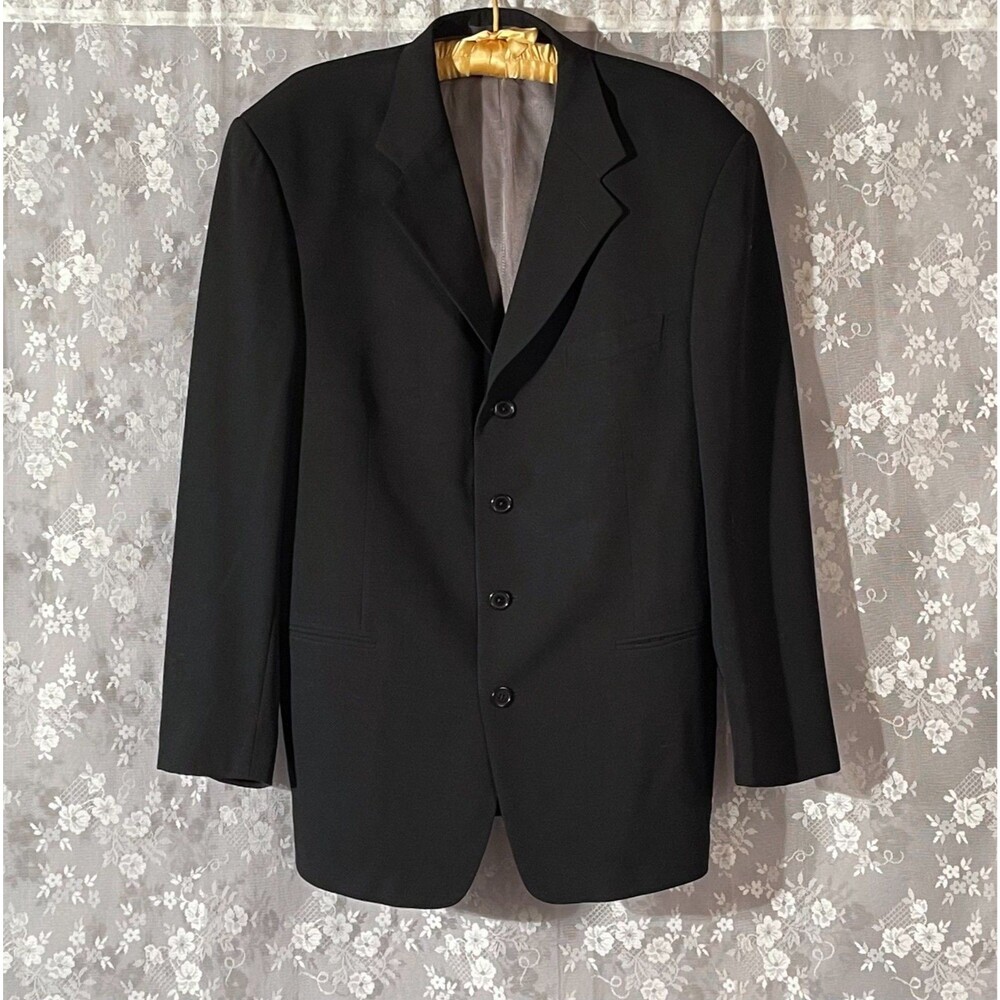 Vintage 90s Givenchy Monsieur Sport Coat Size 46R Black 4 Button Suit Jacket